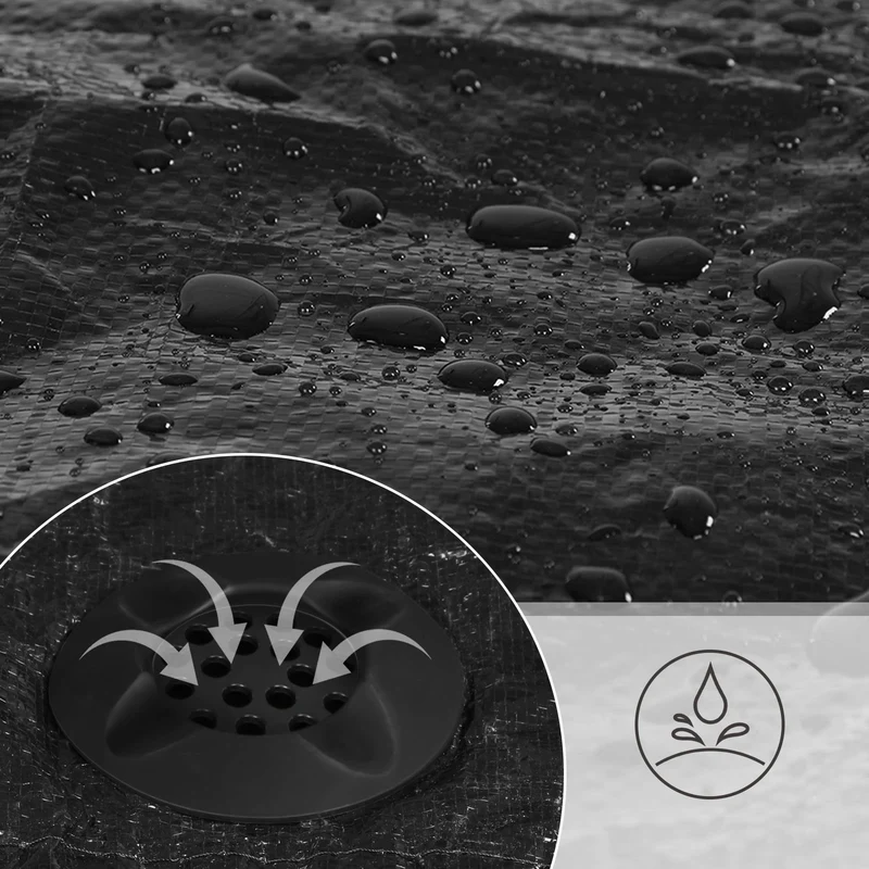 Housse de trampoline bâche de protection diamètre 366 cm avec trou d’évacuation d’eau protection contre la pluie le soleil la neige sangles élastiques crochets noir stc012b01 12_0001975