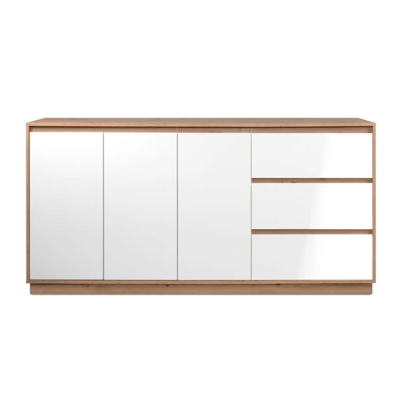 Credenza con 3 ante e 3 cassetti rovere e bianco 178x40x88H Phoenix 51A