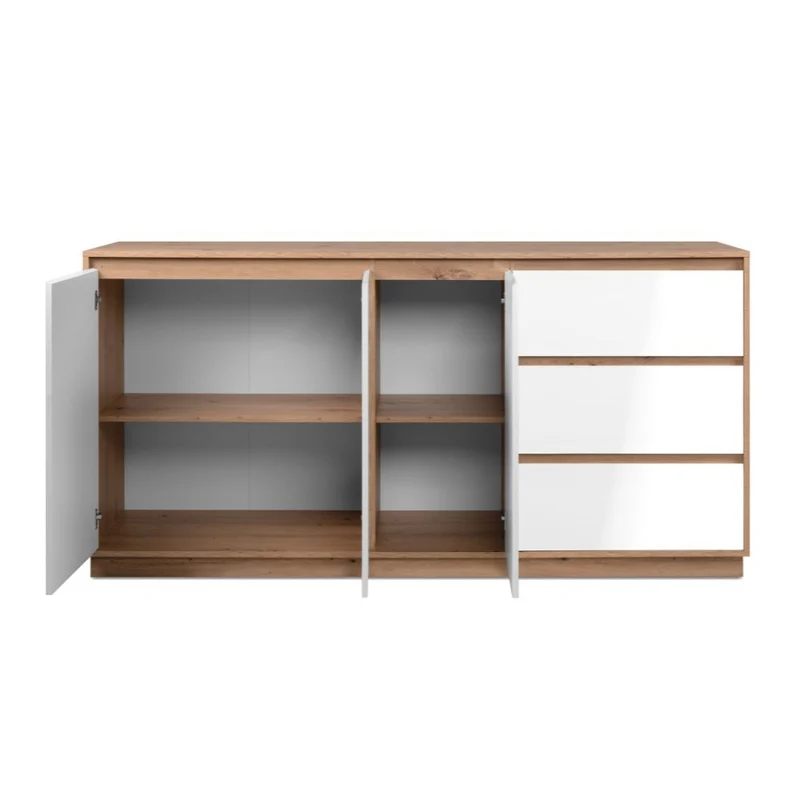 Credenza con 3 ante e 3 cassetti rovere e bianco 178x40x88H Phoenix 51A