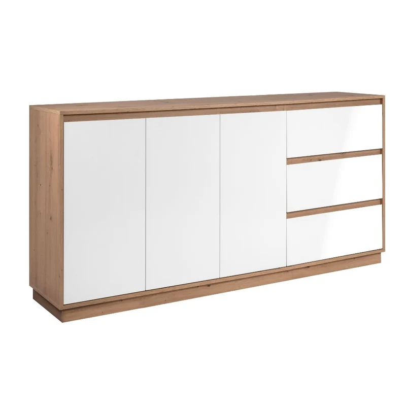 Credenza con 3 ante e 3 cassetti rovere e bianco 178x40x88H Phoenix 51A