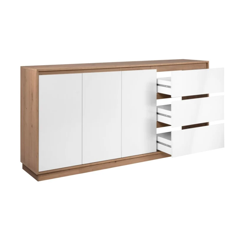 Credenza con 3 ante e 3 cassetti rovere e bianco 178x40x88H Phoenix 51A