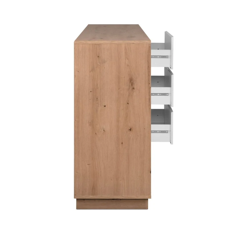 Credenza con 3 ante e 3 cassetti rovere e bianco 178x40x88H Phoenix 51A