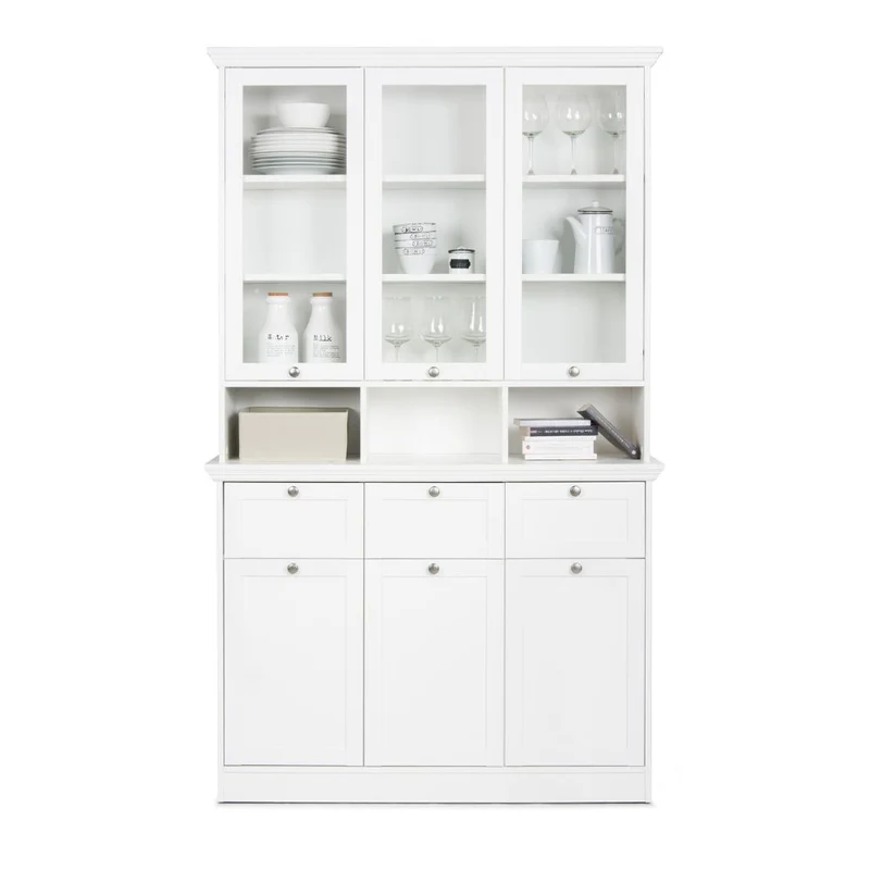Credenza con tre ante in vetro e tre cassetti colore bianco Landwood50