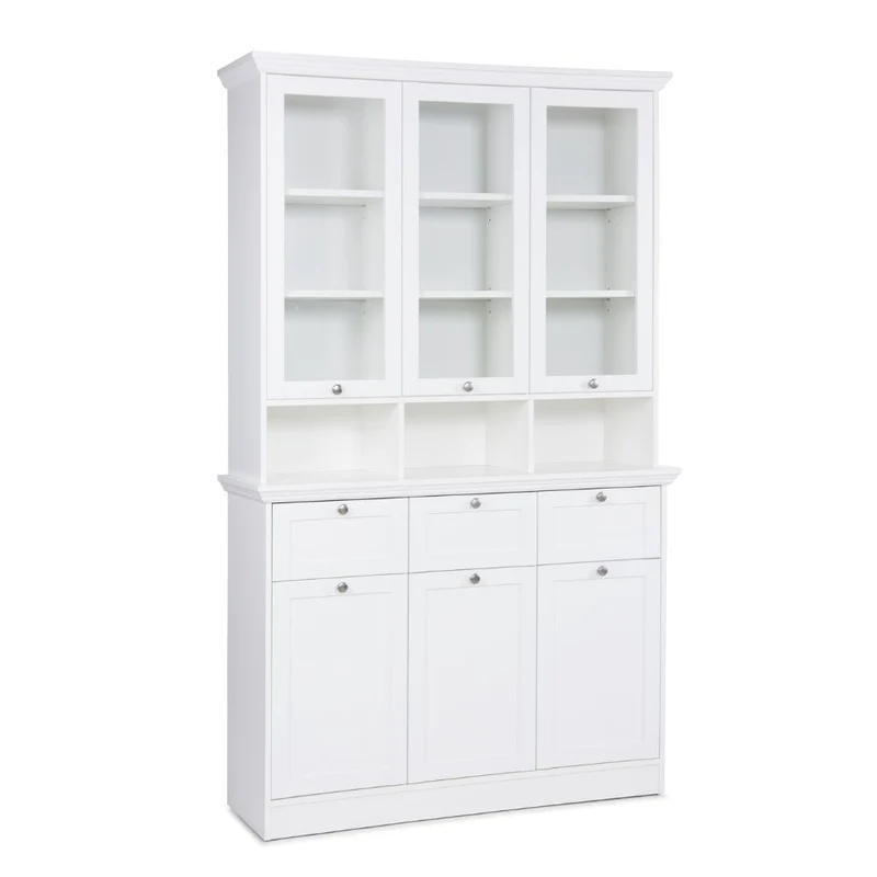 Credenza con tre ante in vetro e tre cassetti colore bianco Landwood50