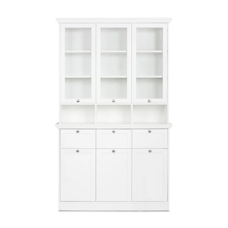 Credenza con tre ante in vetro e tre cassetti colore bianco Landwood50