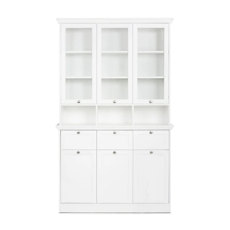 Credenza con tre ante in vetro e tre cassetti colore bianco Landwood50