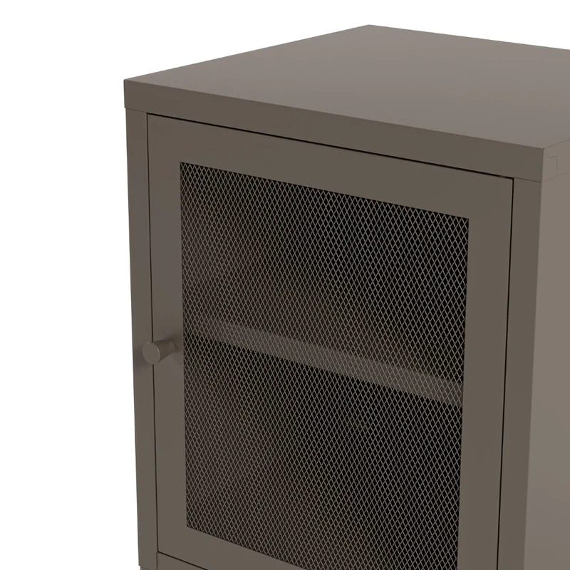 Comodino in metallo mocha con anta reticolata 40x35x60H Fayna