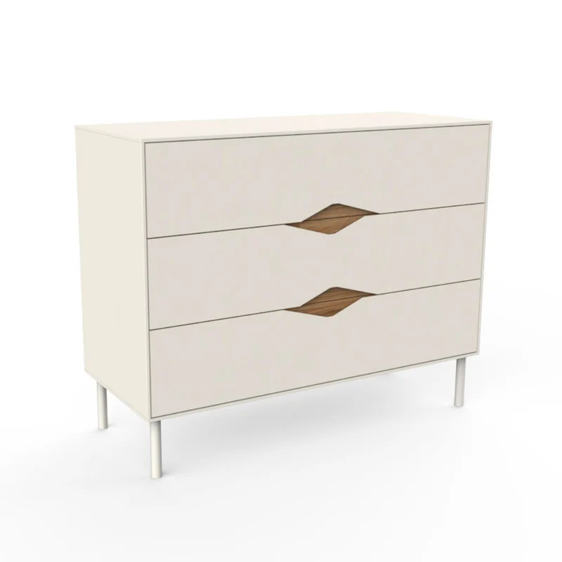 Cassettiera 3 cassetti cashmere e dettagli rovere deep oud Marquise