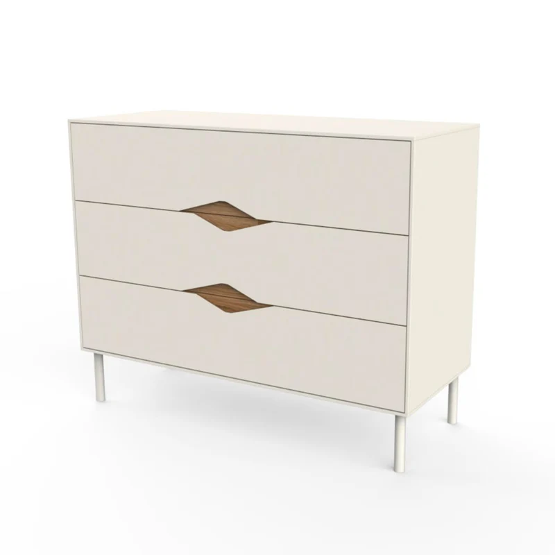 Cassettiera 3 cassetti cashmere e dettagli rovere deep oud Marquise