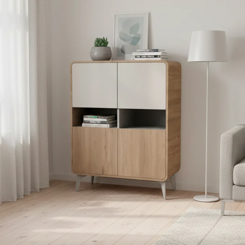Mobile multiuso 4 ante e vani a giorno colore rovere sepet e cashmere Nubo