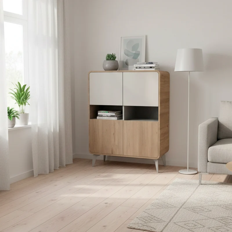 Mobile multiuso 4 ante e vani a giorno colore rovere sepet e cashmere Nubo