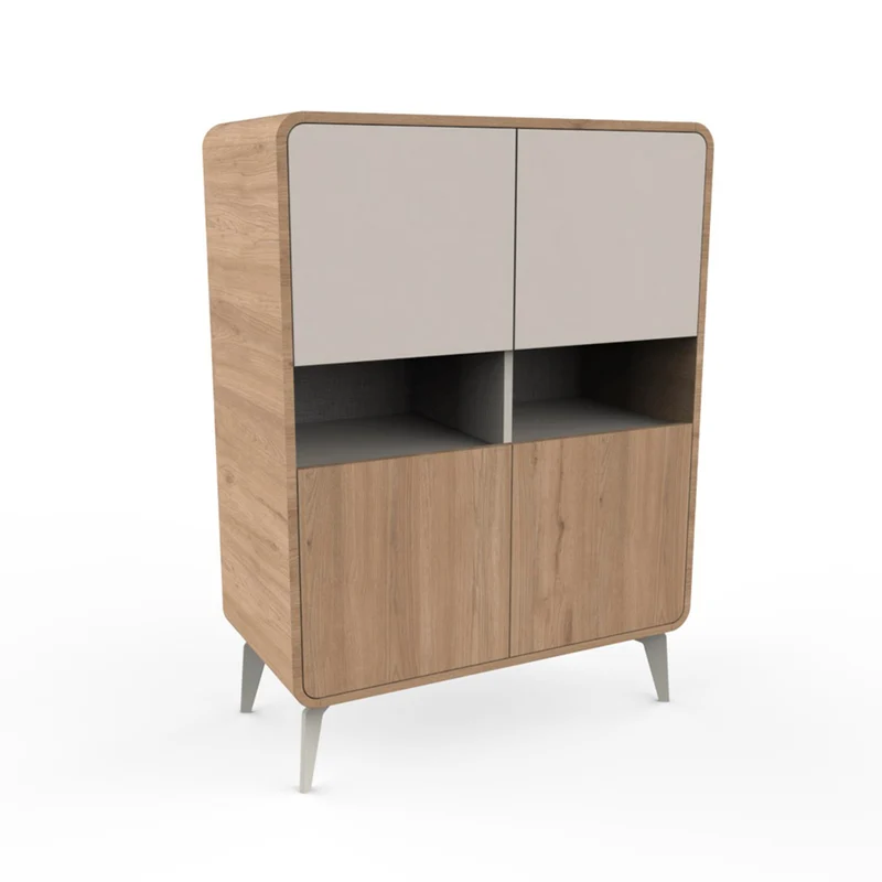 Mobile multiuso 4 ante e vani a giorno colore rovere sepet e cashmere Nubo