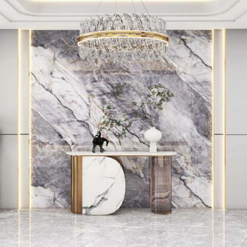 Pannello decorativo effetto marmo arabesque grigio lucido 122x300 PANGH171A
