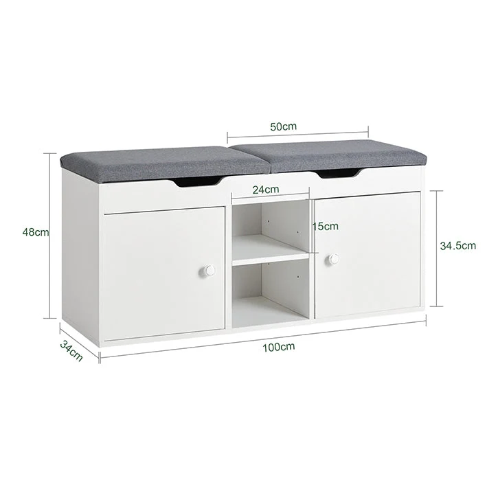 SoBuy | Garderobenbank | Bettbank | Schuhbank Weiß | FSR96-W