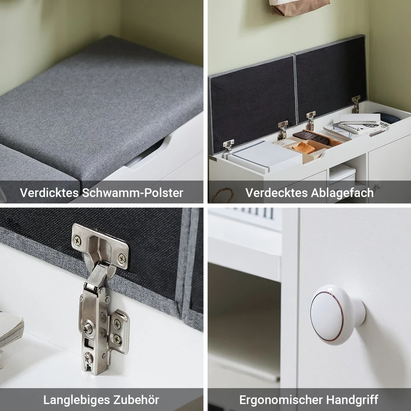 SoBuy | Garderobenbank | Bettbank | Schuhbank Weiß | FSR96-W
