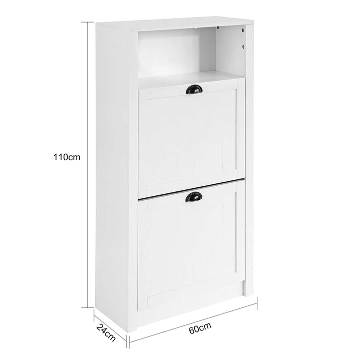 Vorverkauf SoBuy | Schuhkipper | Schuhschrank mit 2 Klappen | Schuhkommode Weiß | FSR87-K-W