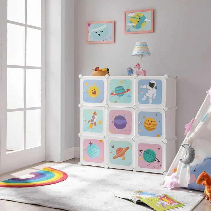 Meuble de rangement enfant modulable 123 x 31 x 123 cm pour vêtements jouets livres en design moderne blanc 12_0010868