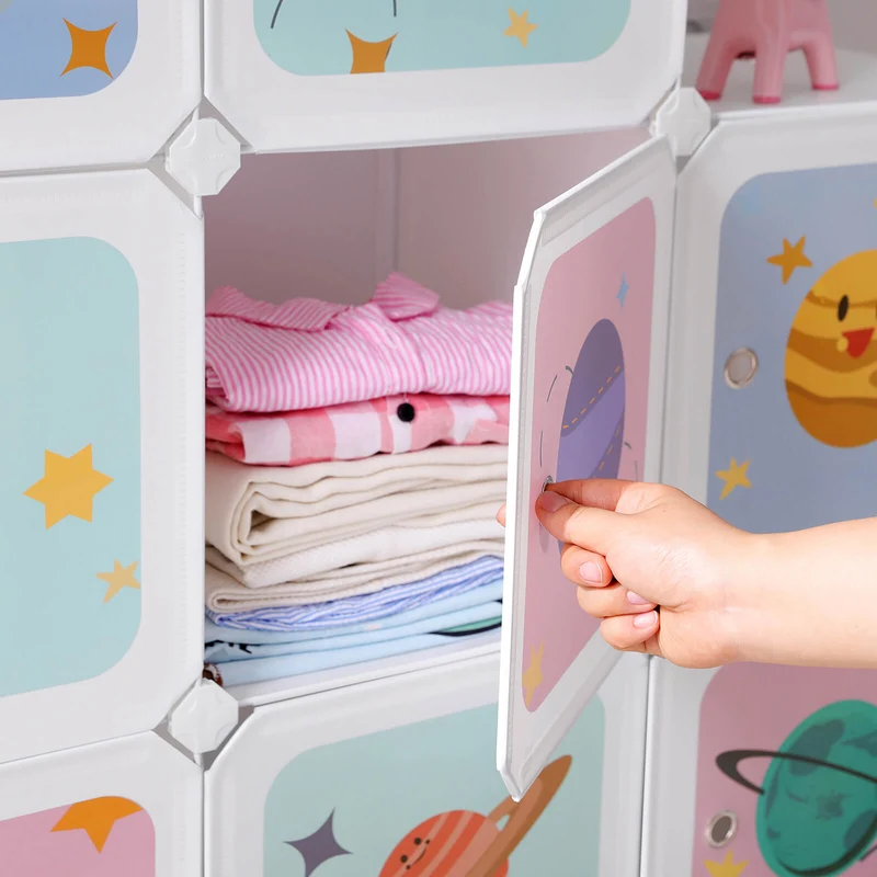 Meuble de rangement enfant modulable 123 x 31 x 123 cm pour vêtements jouets livres en design moderne blanc 12_0010868