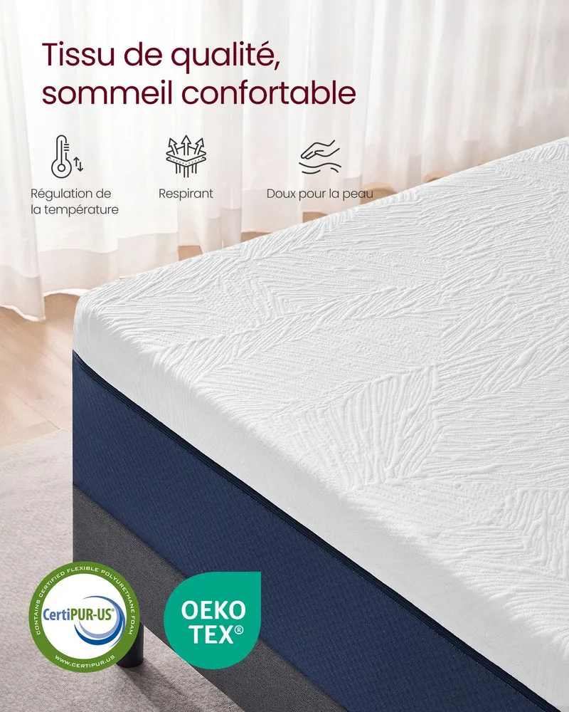 Matelas 160 x 200 cm soutien mi-ferme 7 zones confort optimal housse respirante amovible en mousse bleu 12_0012761
