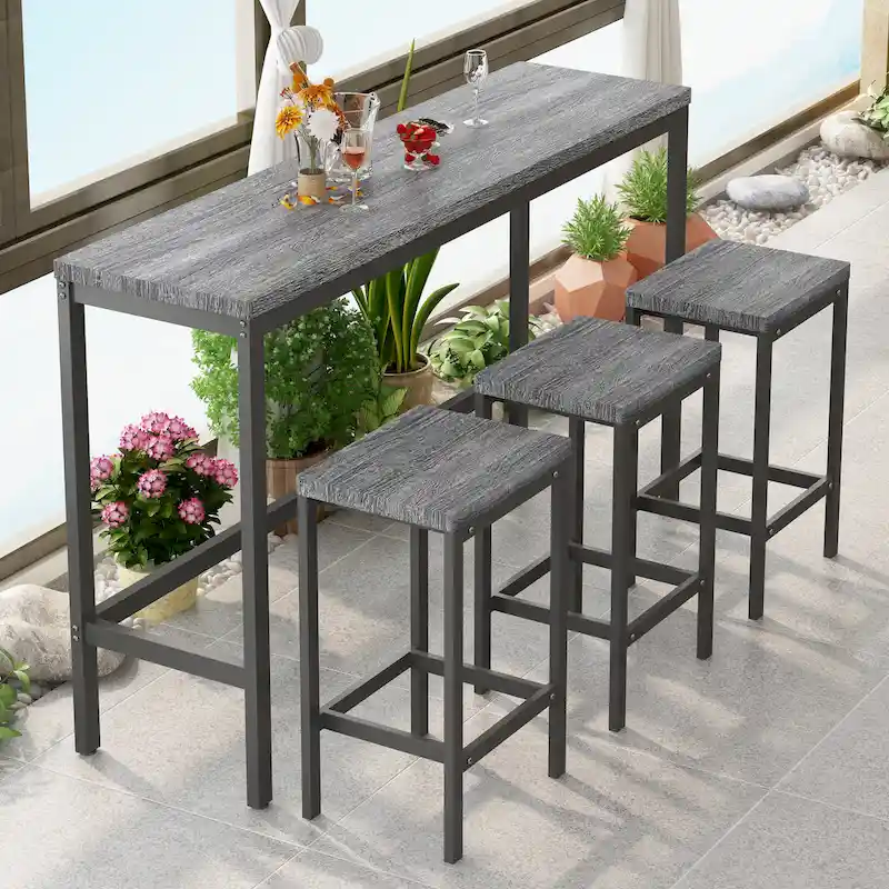 Ensemble table de bar et 3 tabourets