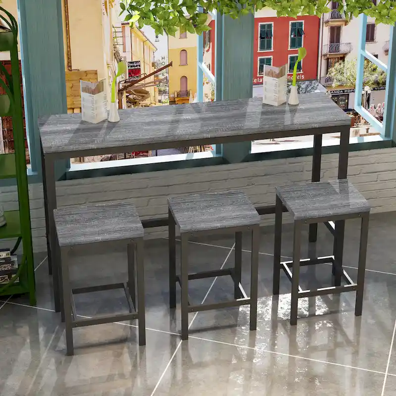 Ensemble table de bar et 3 tabourets