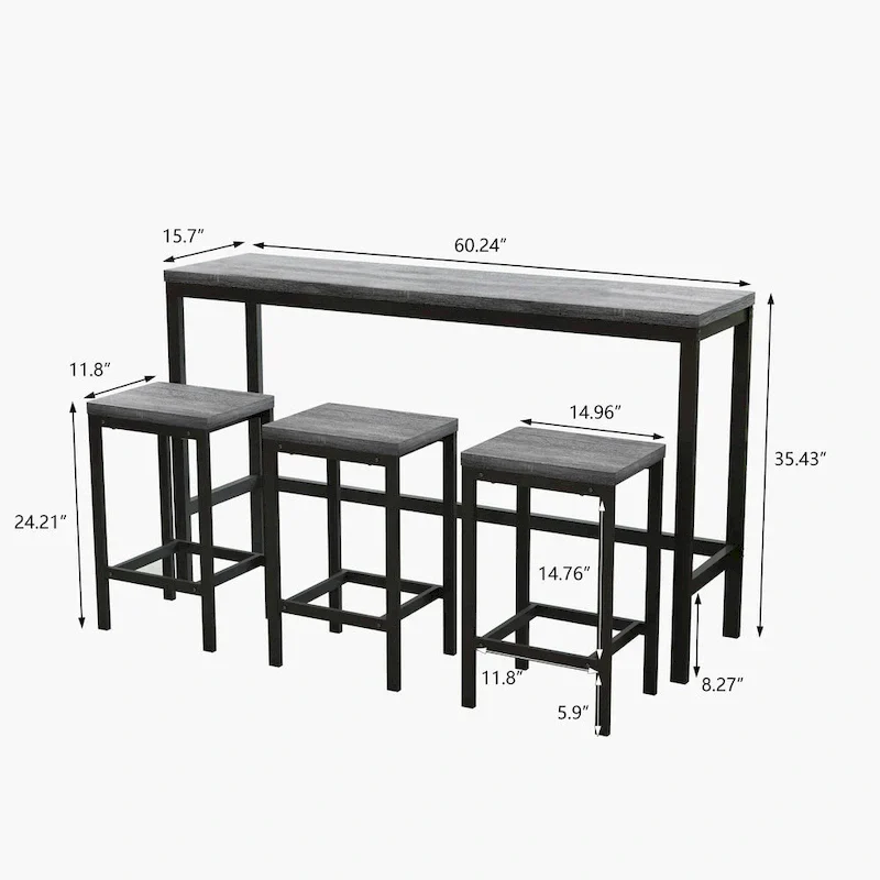 Ensemble table de bar et 3 tabourets
