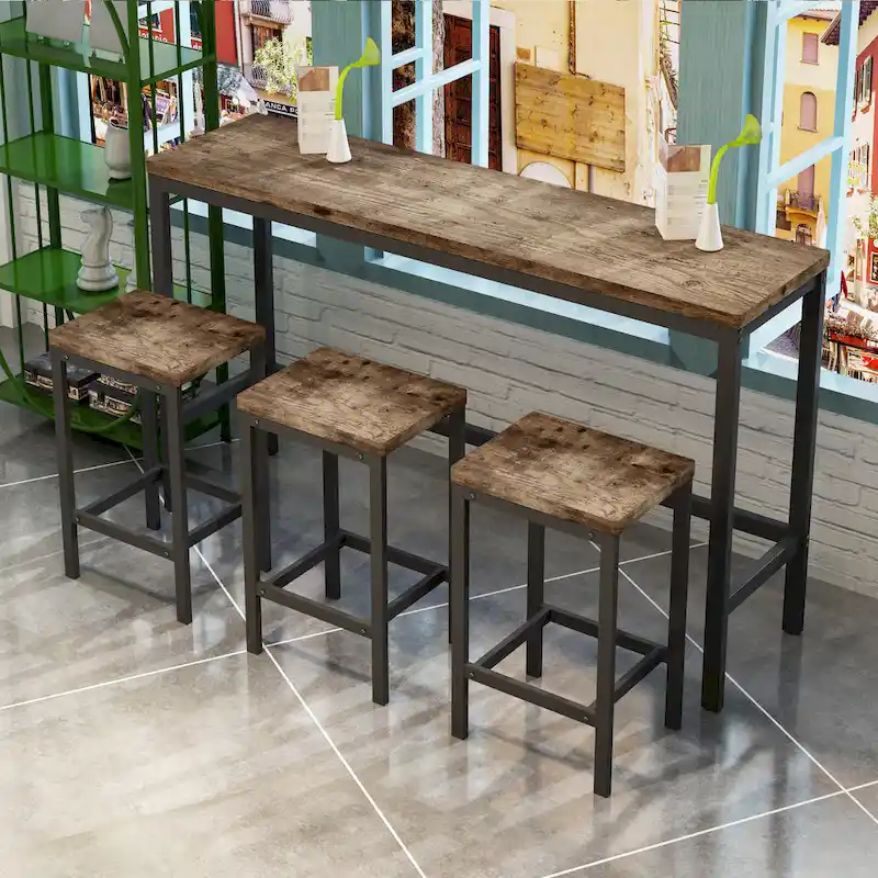 Ensemble table de bar et 3 tabourets