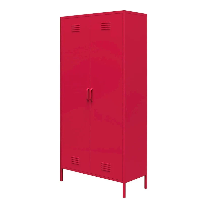 Armoire de rangement haute en métal à 2 portes, orange/rose, 1 personne