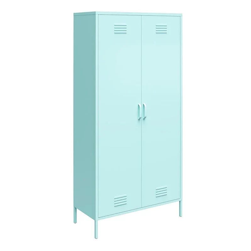 Armoire de rangement haute en métal à 2 portes, orange/rose, 1 personne
