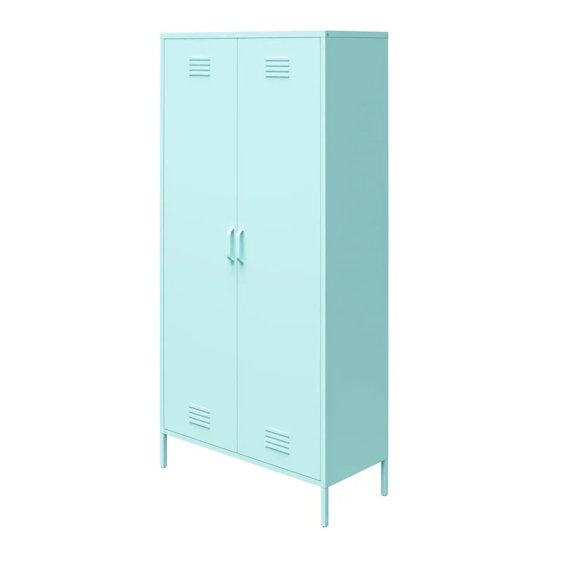 Armoire de rangement haute en métal à 2 portes, orange/rose, 1 personne