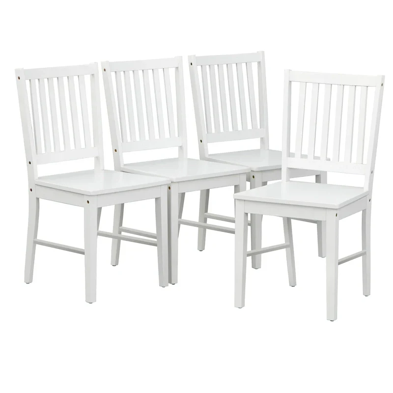 Lot de 4 chaises de salle à manger à barreaux en bois massif, cadre robuste, design classique, montage facile