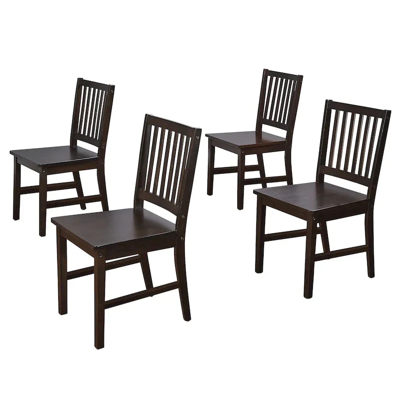 Lot de 4 chaises de salle à manger à barreaux en bois massif, cadre robuste, design classique, montage facile