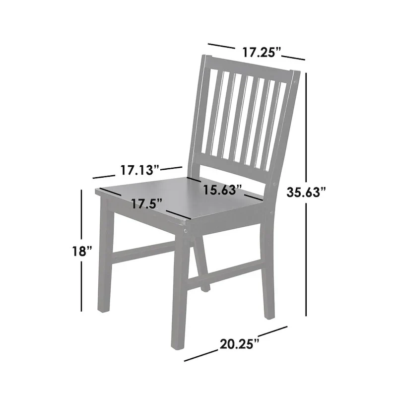Lot de 4 chaises de salle à manger à barreaux en bois massif, cadre robuste, design classique, montage facile