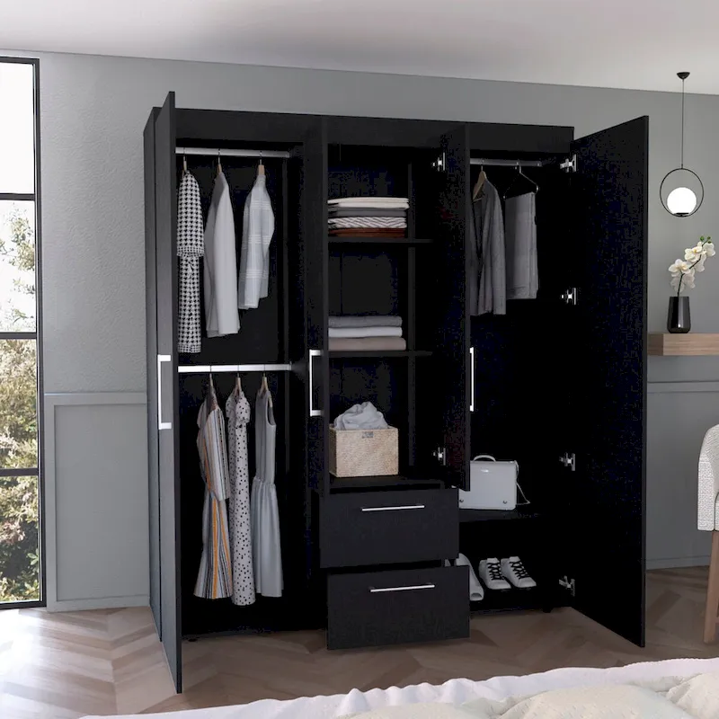 Armoire Bariloche avec tringles, étagères et 2 tiroirs