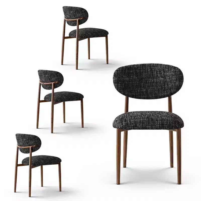 Lot de 4 chaises de salle à manger modernes rembourrées avec dossier incurvé, chaises d'appoint sans accoudoirs à cadre en fer pour salle à manger, cuisine-Panipeachy