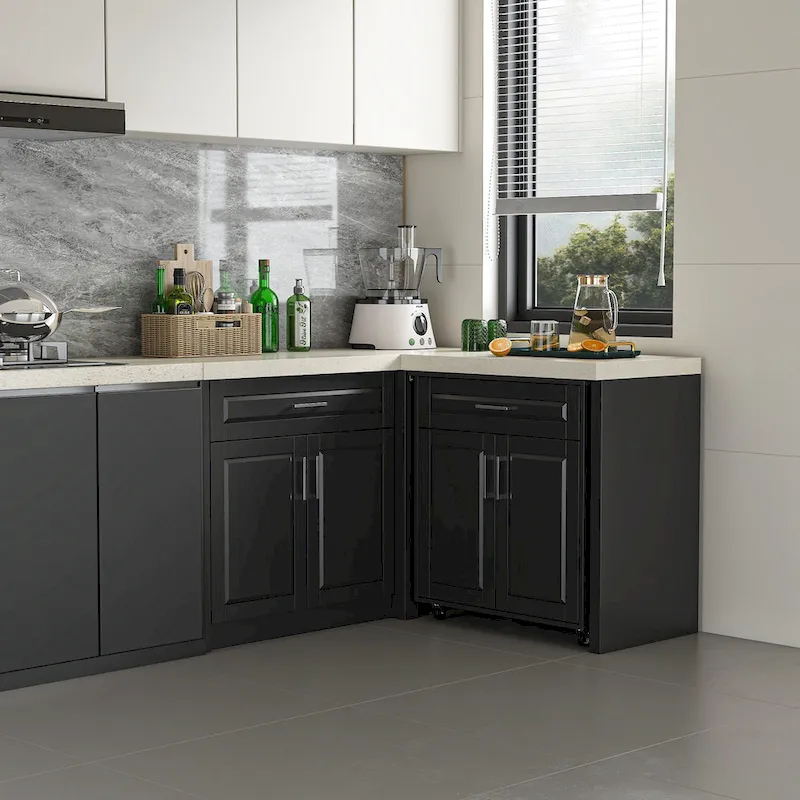 Meuble d'angle de cuisine efficace, îlot de cuisine en L : Grand espace de rangement avec tiroirs à glissière fluide, comptoir UV