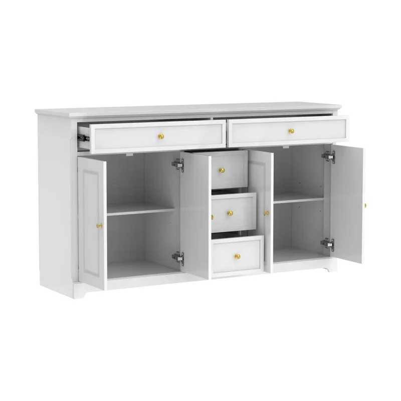Buffet bahut 150 cm blanc laqué moderne contemporain du milieu du siècle