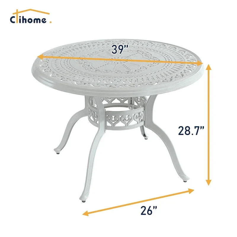 Ensemble de salle à manger d'extérieur 5 pièces en fonte d'aluminium avec 4 chaises pivotantes