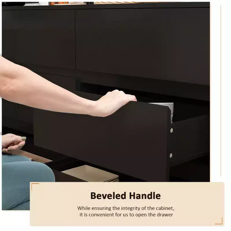 Desserte de buffet intelligente rotative/extensible avec 6 tiroirs, plan de travail étendu, tapis antidérapant, table à manger rotative, îlot de cuisine/garde-manger