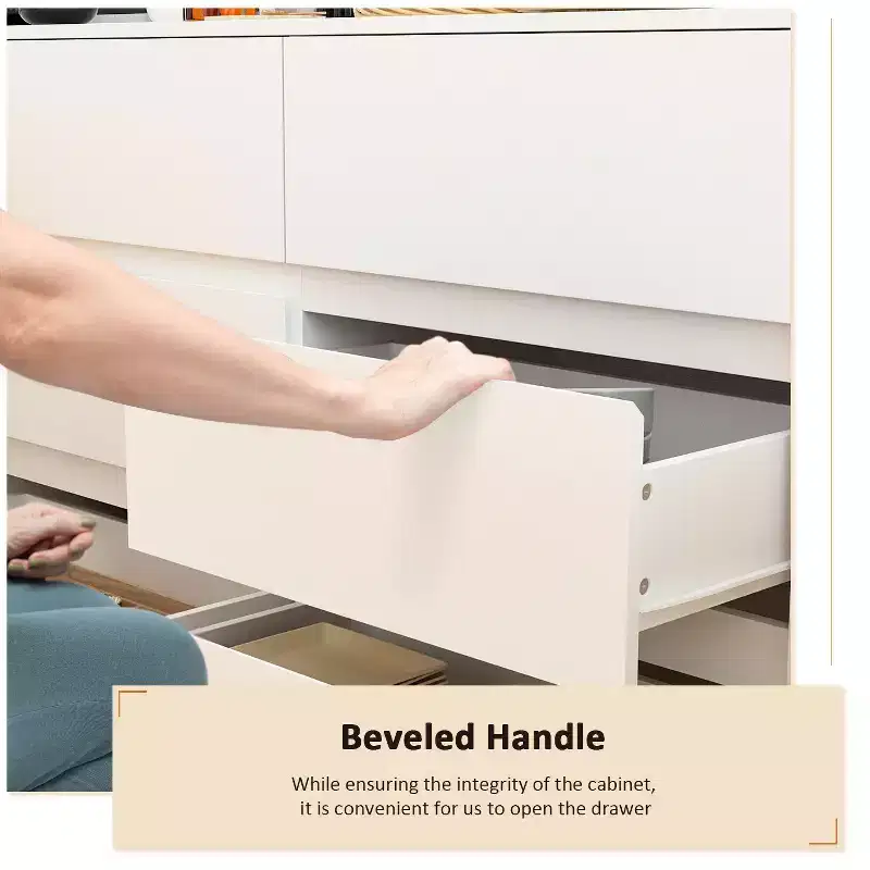 Desserte de buffet intelligente rotative/extensible avec 6 tiroirs, plan de travail étendu, tapis antidérapant, table à manger rotative, îlot de cuisine/garde-manger