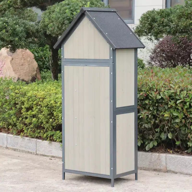 Abri de rangement d'extérieur avec plancher, abri de jardin haut de 68 po avec étagères réglables