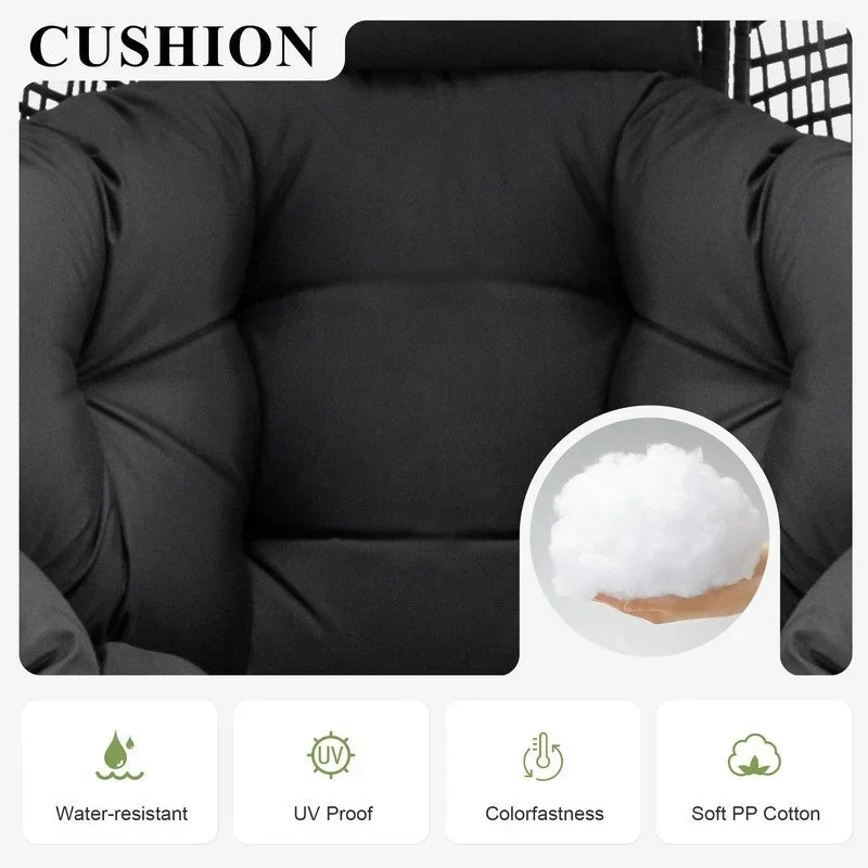 FINCATI Fauteuil Œuf d'intérieur, Fauteuil Œuf d'extérieur 200 kg, Fauteuil Œuf surdimensionné avec pouf, Fauteuil Œuf de luxe confortable avec repose-pieds