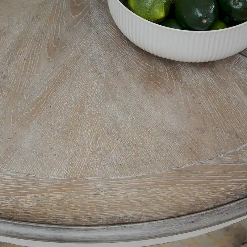 Table à dîner ronde sur pied Magnolia Manor avec rallonges escamotables - 2 finitions