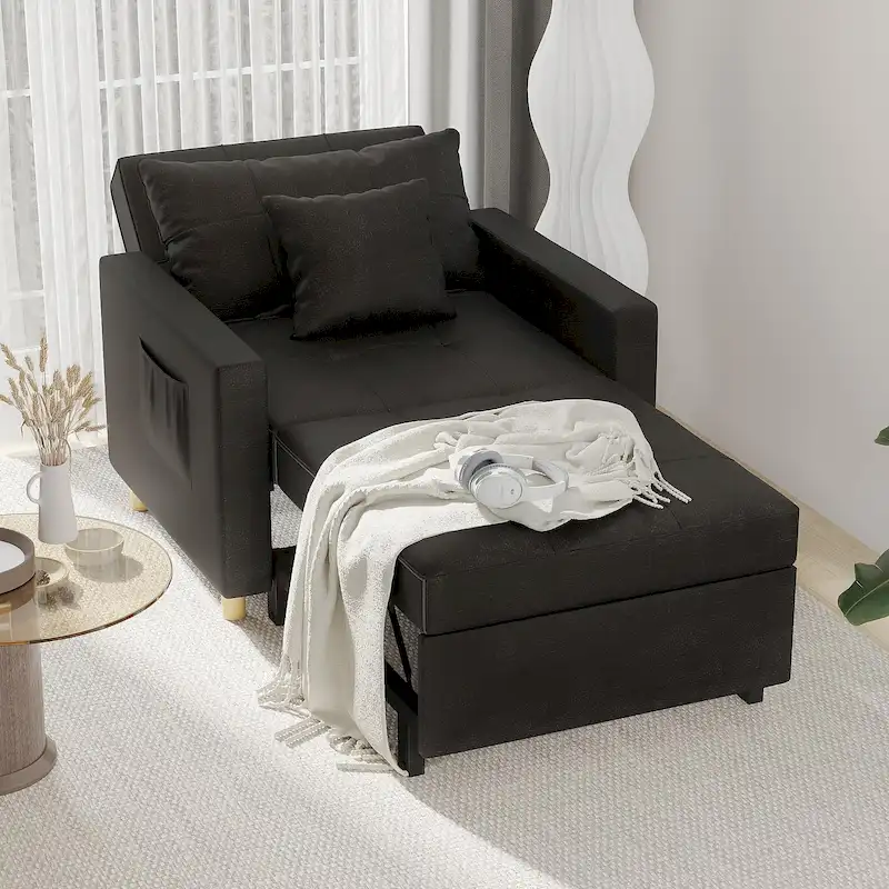 Fauteuil convertible 3-en-1, plusieurs coloris, une place
