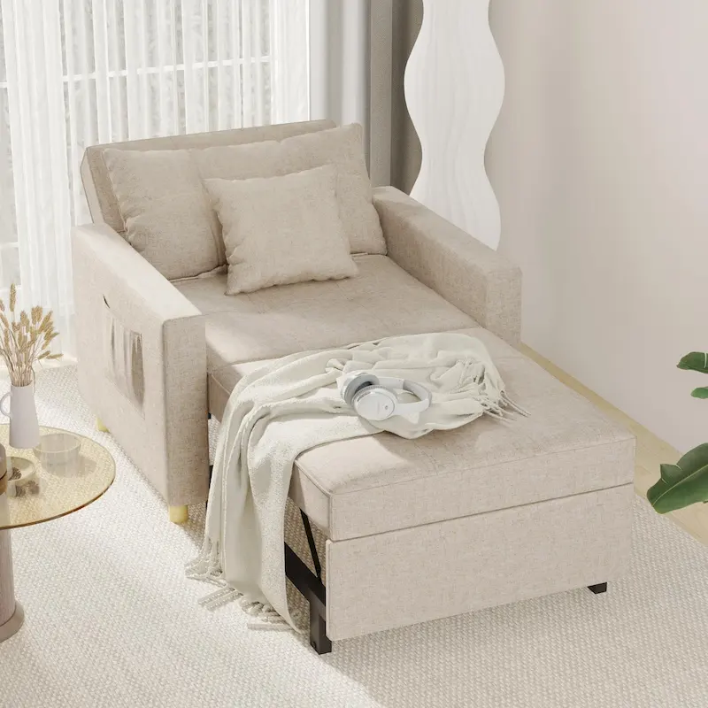 Fauteuil convertible 3-en-1, plusieurs coloris, une place
