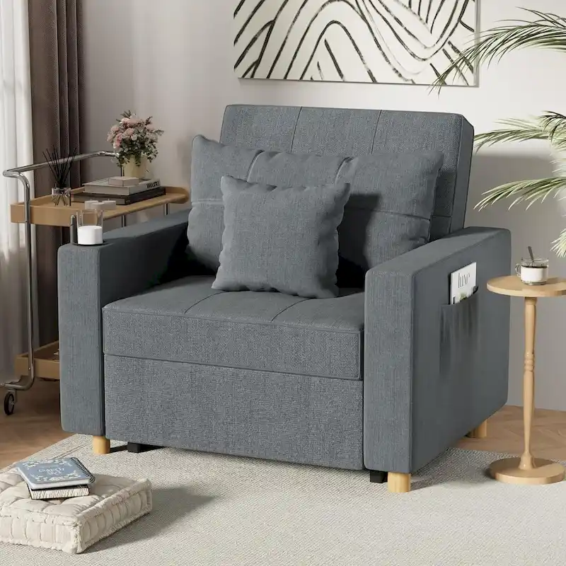 Fauteuil convertible 3-en-1, plusieurs coloris, une place