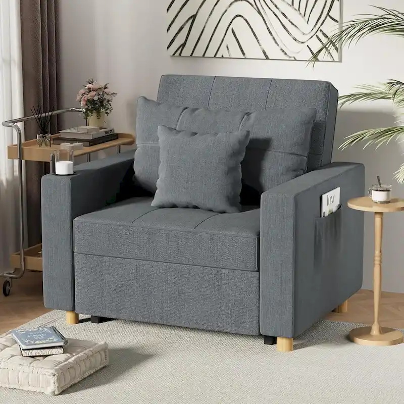 Fauteuil convertible 3-en-1, plusieurs coloris, une place