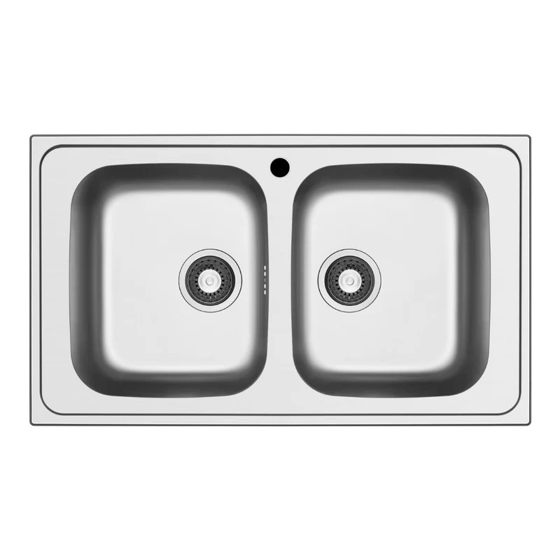 Lavello da incasso in acciaio inox con doppia vasca 86x50 Tirreno862