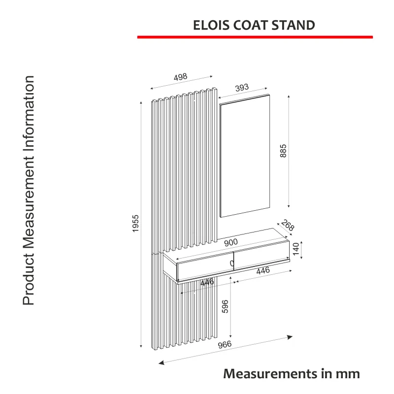 Mobile ingresso con specchio e appendiabiti colore rovere e antracite Elois