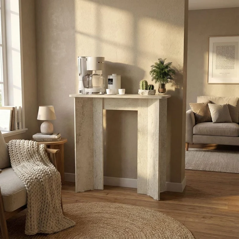 Consolle ingresso travertino con gambe geometriche Mara